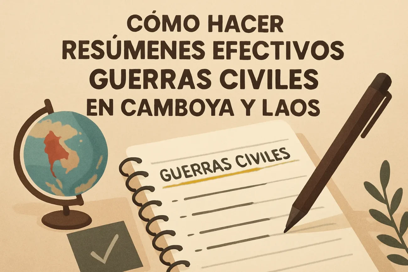cómo hacer resúmenes efectivos sobre Guerras civiles en Camboya y Laos