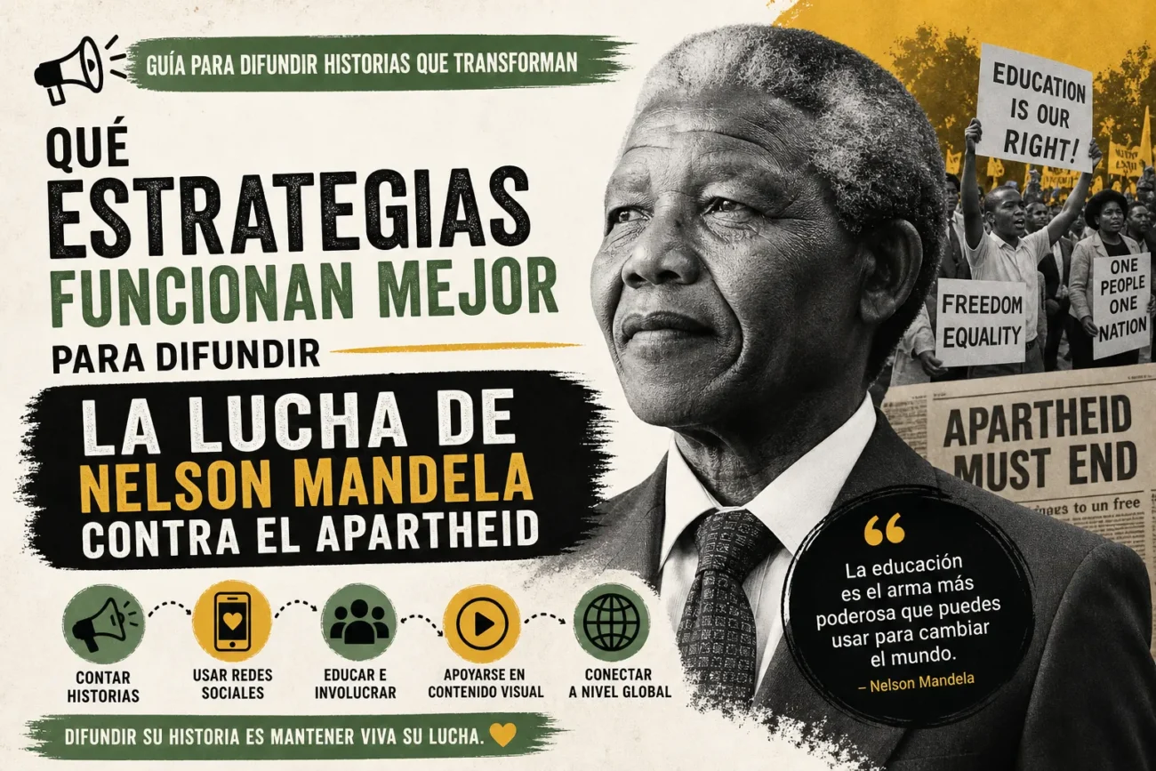 qué estrategias funcionan mejor para difundir La lucha de Nelson Mandela contra el apartheid